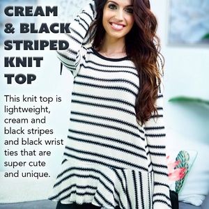 Striped Knit Top Cream & Black